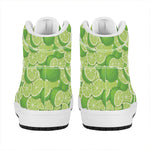 Green Lime Pattern Print High Top Leather Sneakers