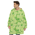 Green Lime Pattern Print Hoodie Blanket