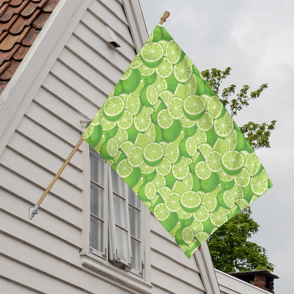 Green Lime Pattern Print House Flag