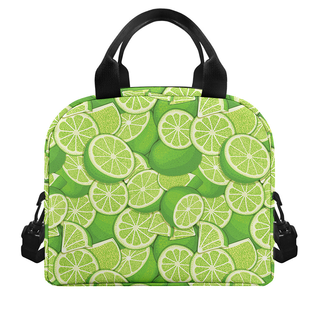Green Lime Pattern Print Insulated Lunch Bag