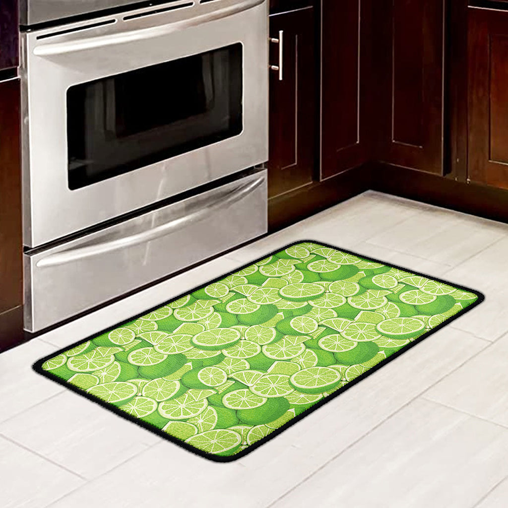 Green Lime Pattern Print Kitchen Mat