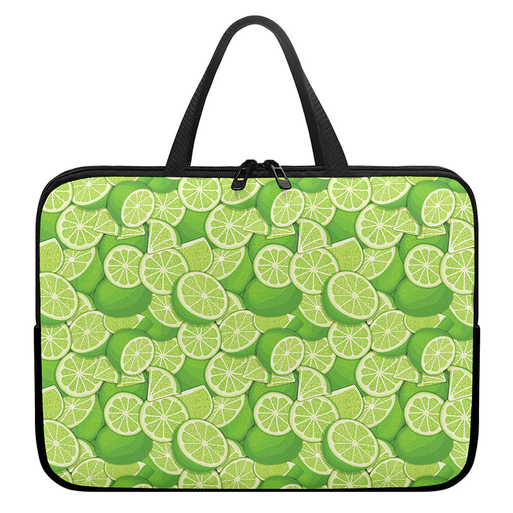Green Lime Pattern Print Laptop Sleeve With Handle