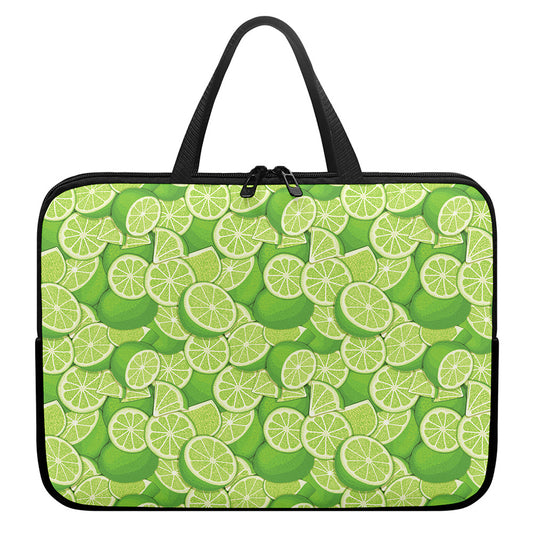 Green Lime Pattern Print Laptop Sleeve With Handle