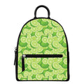 Green Lime Pattern Print Leather Backpack