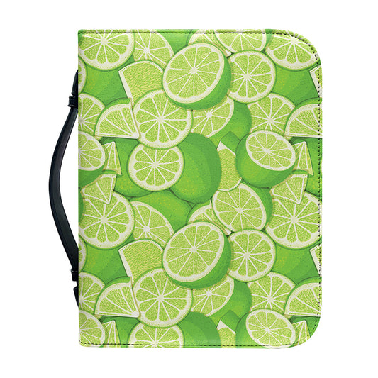 Green Lime Pattern Print Leather Bible Cover