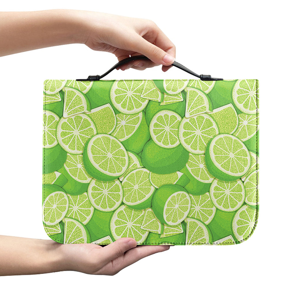Green Lime Pattern Print Leather Bible Cover