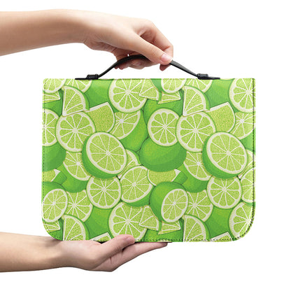 Green Lime Pattern Print Leather Bible Cover