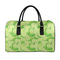 Green Lime Pattern Print Leather Duffel Bag