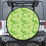 Green Lime Pattern Print Leather Spare Tire Cover