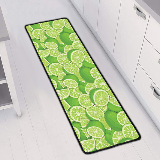 Green Lime Pattern Print Long Kitchen Mat