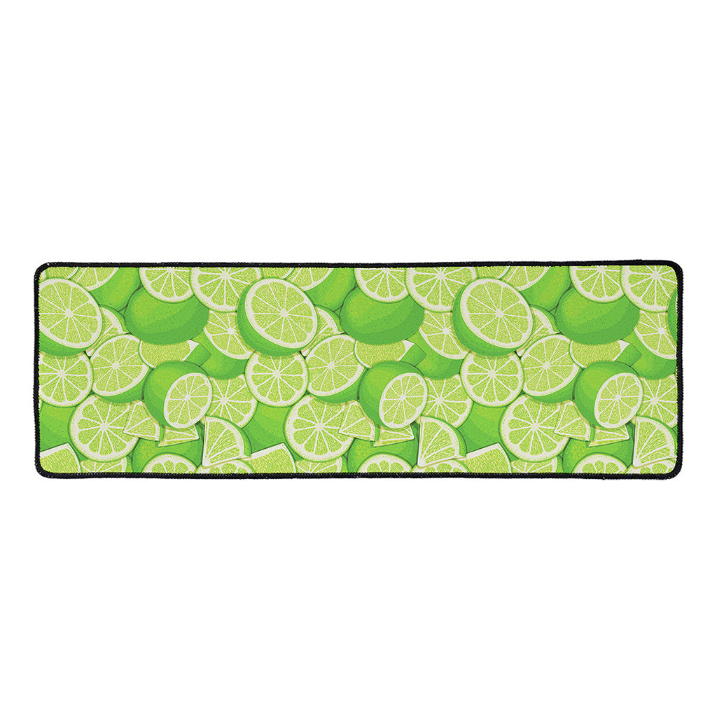 Green Lime Pattern Print Long Kitchen Mat
