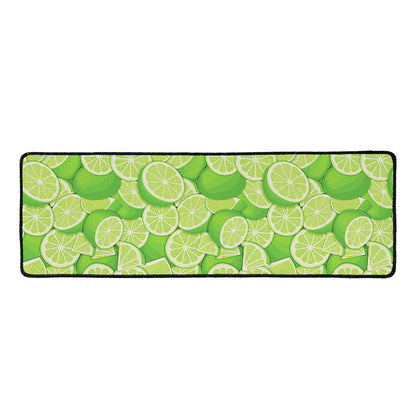 Green Lime Pattern Print Long Kitchen Mat