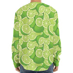Green Lime Pattern Print Long Sleeve Baseball Jersey