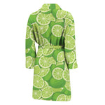 Green Lime Pattern Print Men's Bathrobe