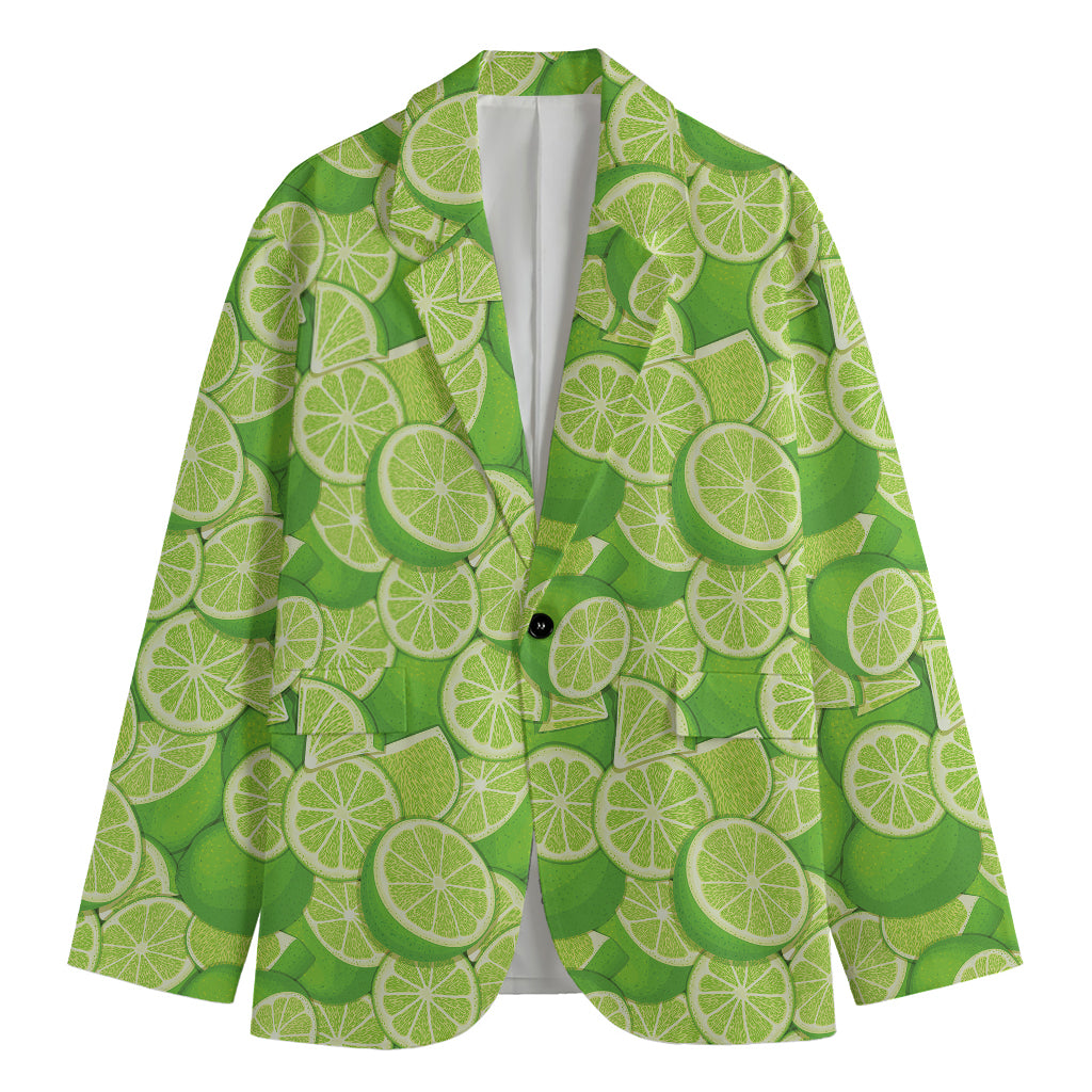 Green Lime Pattern Print Men's Blazer