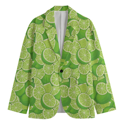 Green Lime Pattern Print Men's Blazer
