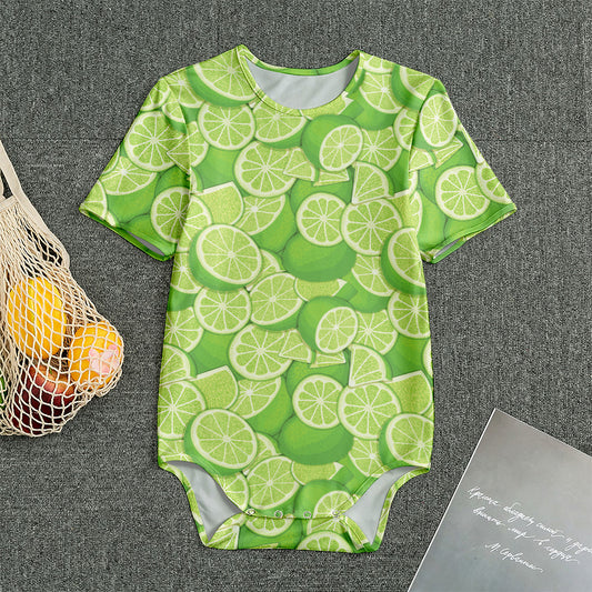 Green Lime Pattern Print Men's Bodysuit