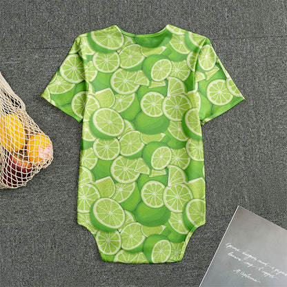 Green Lime Pattern Print Men's Bodysuit