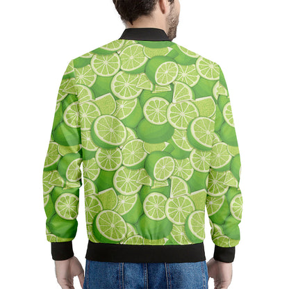 Green Lime Pattern Print Men's Bomber Jacket
