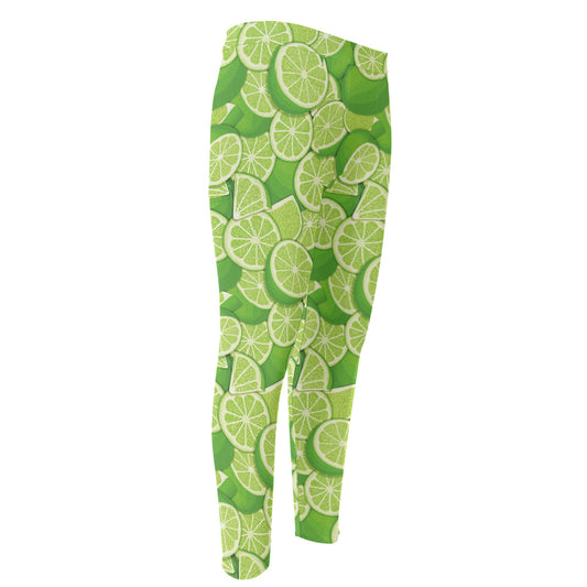 Green Lime Pattern Print Men's Compression Pants