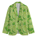 Green Lime Pattern Print Men's Cotton Blazer