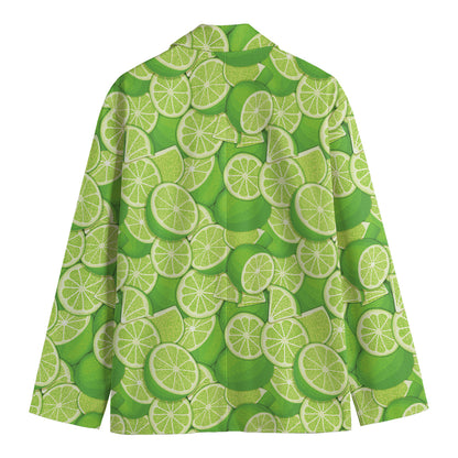 Green Lime Pattern Print Men's Cotton Blazer