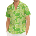 Green Lime Pattern Print Men's Deep V-Neck Shirt
