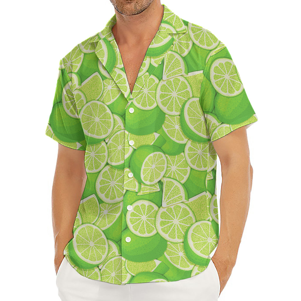 Green Lime Pattern Print Men's Deep V-Neck Shirt