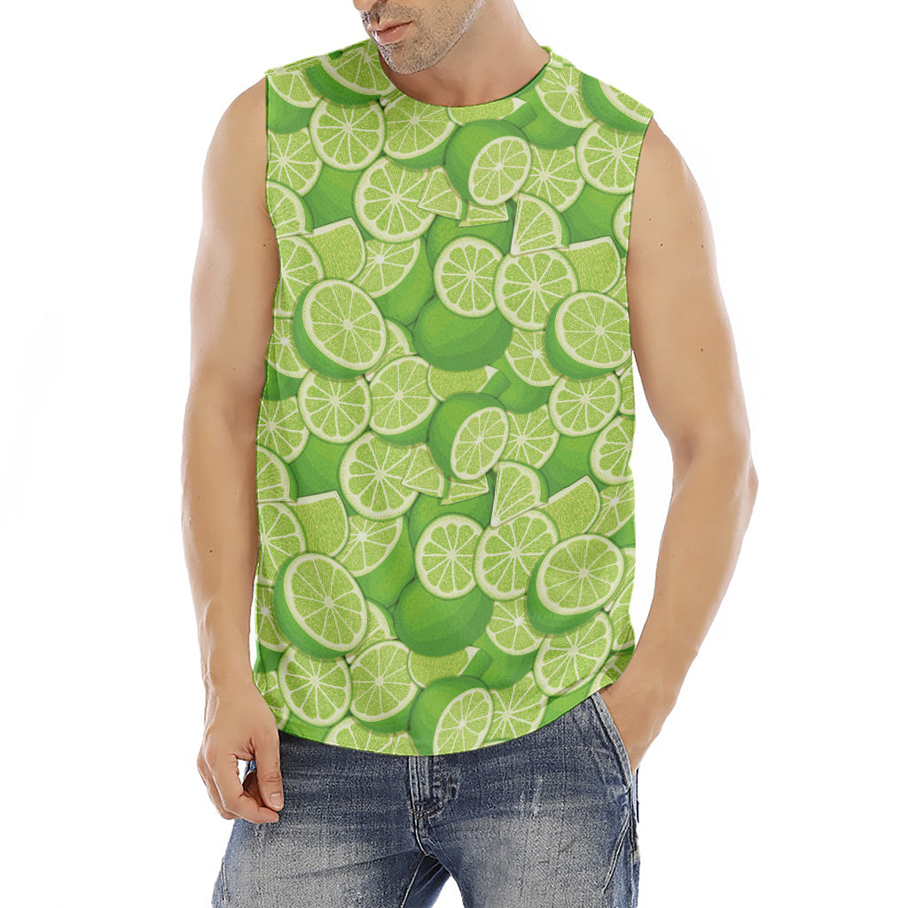 Green Lime Pattern Print Men's Fitness Tank Top