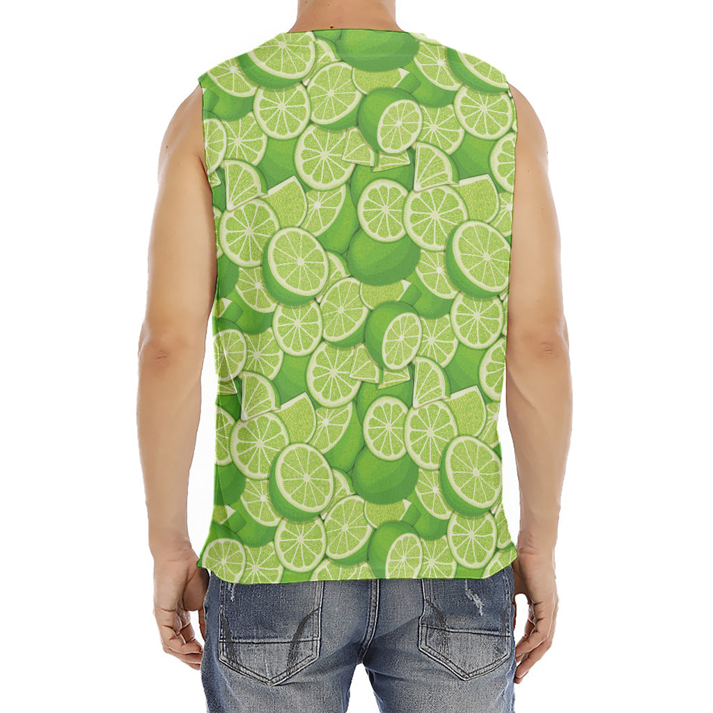 Green Lime Pattern Print Men's Fitness Tank Top