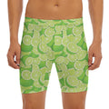 Green Lime Pattern Print Men's Long Boxer Briefs