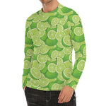 Green Lime Pattern Print Men's Long Sleeve Rash Guard