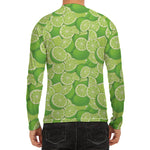 Green Lime Pattern Print Men's Long Sleeve Rash Guard