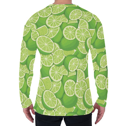 Green Lime Pattern Print Men's Long Sleeve T-Shirt