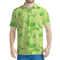 Green Lime Pattern Print Men's Polo Shirt