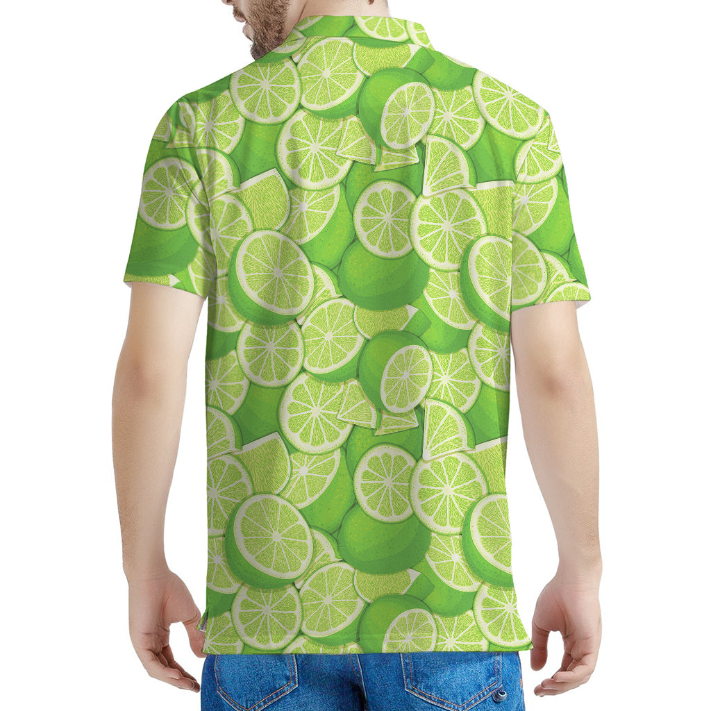 Green Lime Pattern Print Men's Polo Shirt