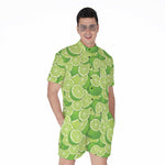 Green Lime Pattern Print Men's Rompers