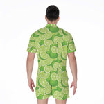 Green Lime Pattern Print Men's Rompers