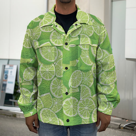 Green Lime Pattern Print Men's Shirt Jacket