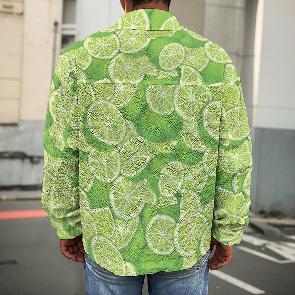Green Lime Pattern Print Men's Shirt Jacket