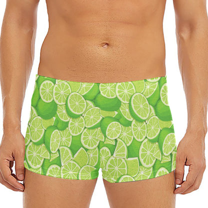 Green Lime Pattern Print Men's Short Boxer Briefs