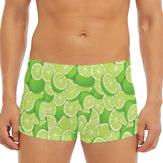 Green Lime Pattern Print Men's Short Boxer Briefs