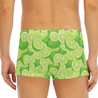Green Lime Pattern Print Men's Short Boxer Briefs