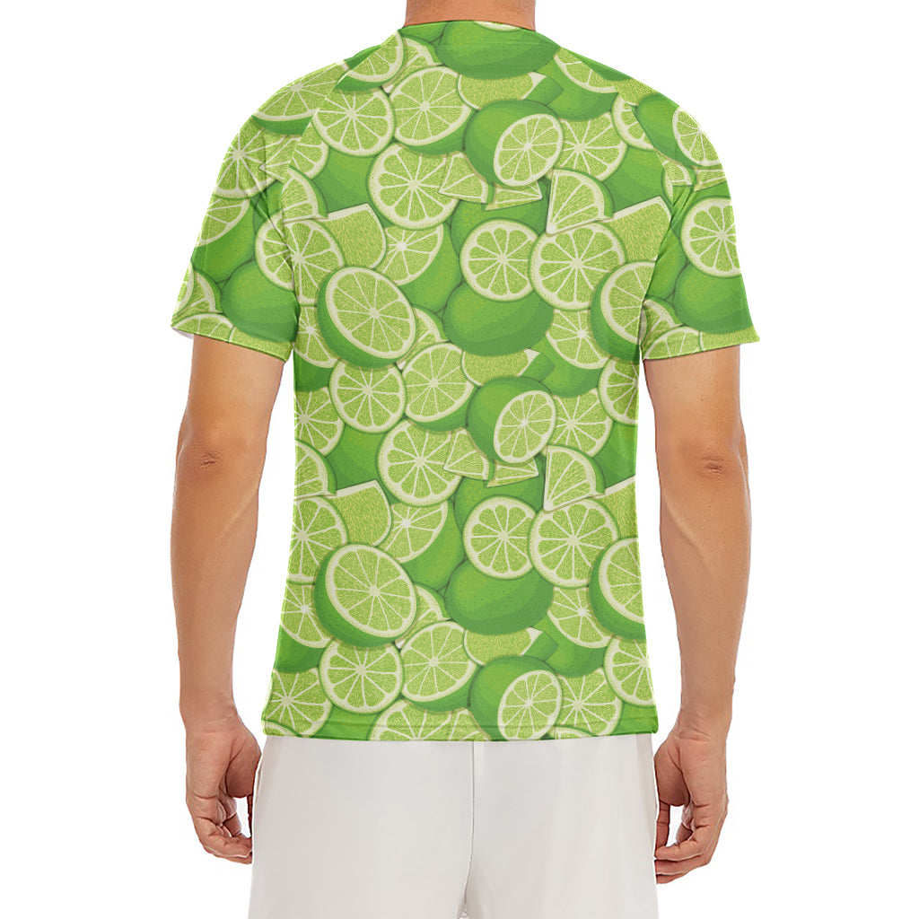 Green Lime Pattern Print Men's Short Sleeve Rash Guard