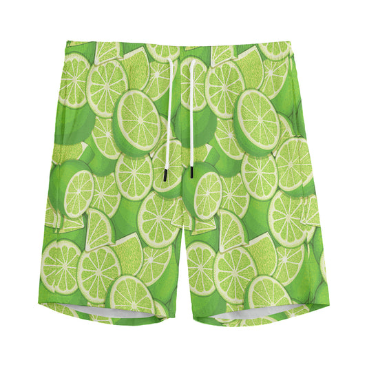 Green Lime Pattern Print Men's Sports Shorts