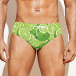 Green Lime Pattern Print Men's Swim Briefs
