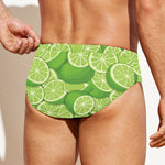 Green Lime Pattern Print Men's Swim Briefs