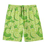 Green Lime Pattern Print Men's Swim Trunks