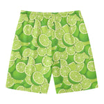 Green Lime Pattern Print Men's Swim Trunks