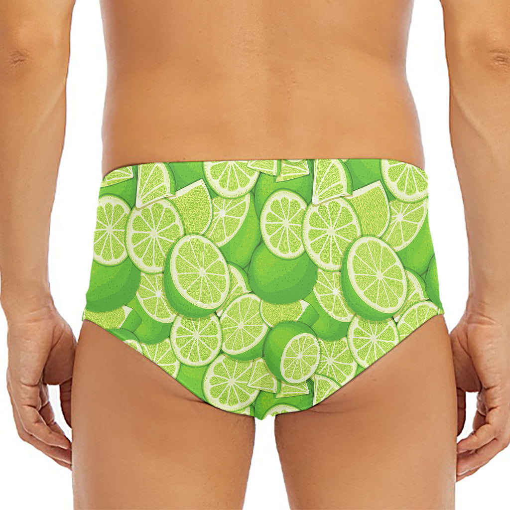 Green Lime Pattern Print Men's Triangle Swim Briefs